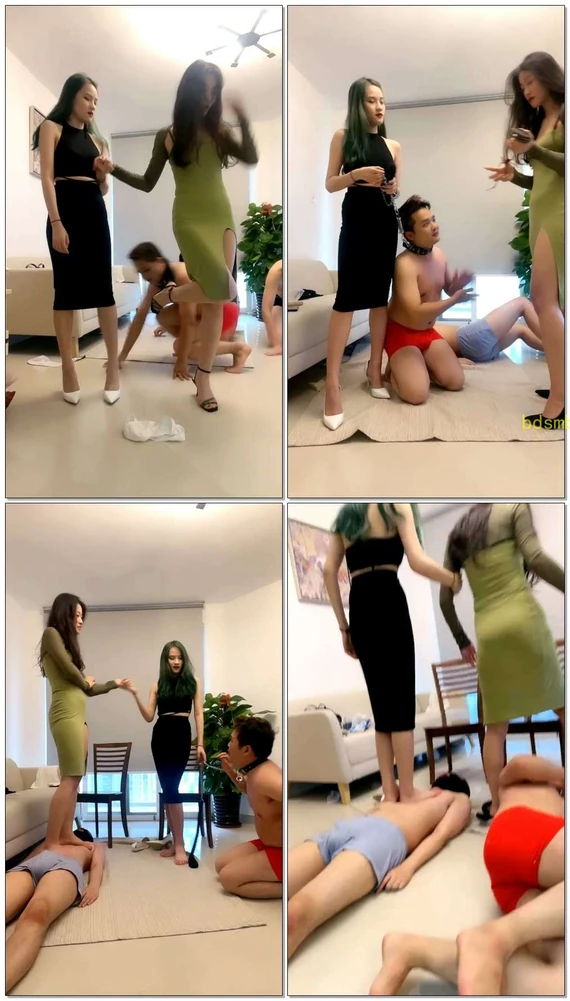 【禾末S&amp;弯弯小阿姨呀S】调教双S训三狗踢档钻胯