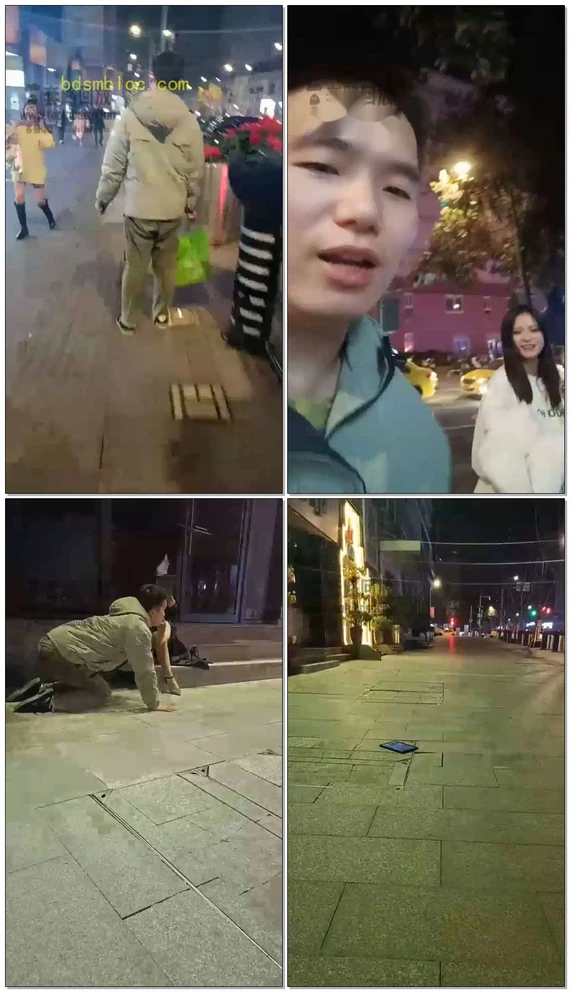 【第一帅男神】（被删视频）首次露脸极品美女小橙户外调教之搭讪路人，搭讪成功奖励舔脚，搭讪失败耳光口水