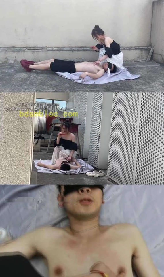 【黑丝诱惑】【晓俞】素人篇：大二学生晓俞阳台室外舔脏鞋耳光虐乳