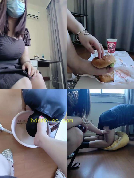 【拽拽】白袜裸足踩踏喂食