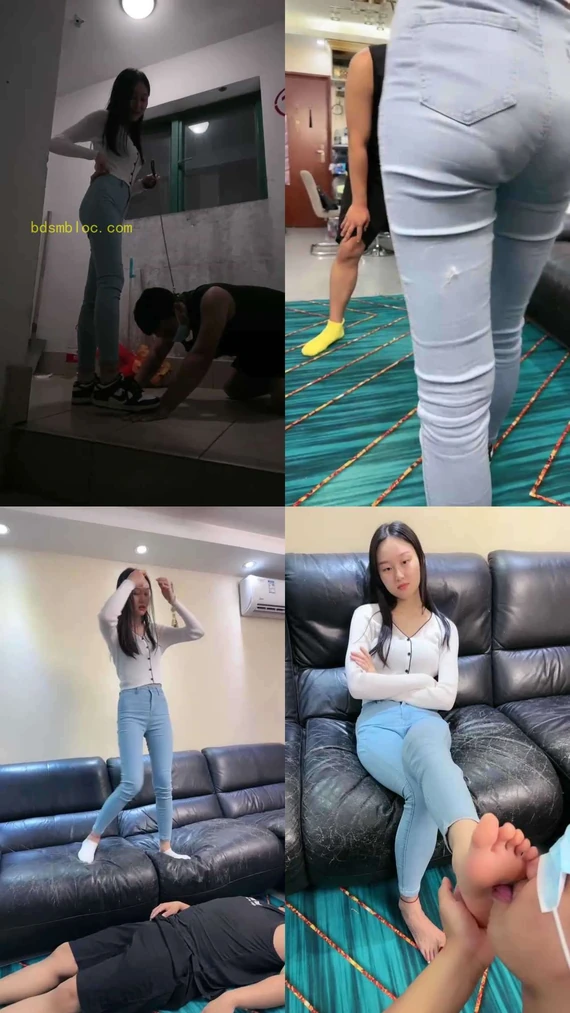 【艾莉】楼梯间骑马爬行/吃口水鞋底/白袜脚全体重踩踏/提档
