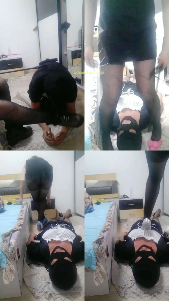 【蓝蝶魅主】黑丝网袜羞辱变装女仆