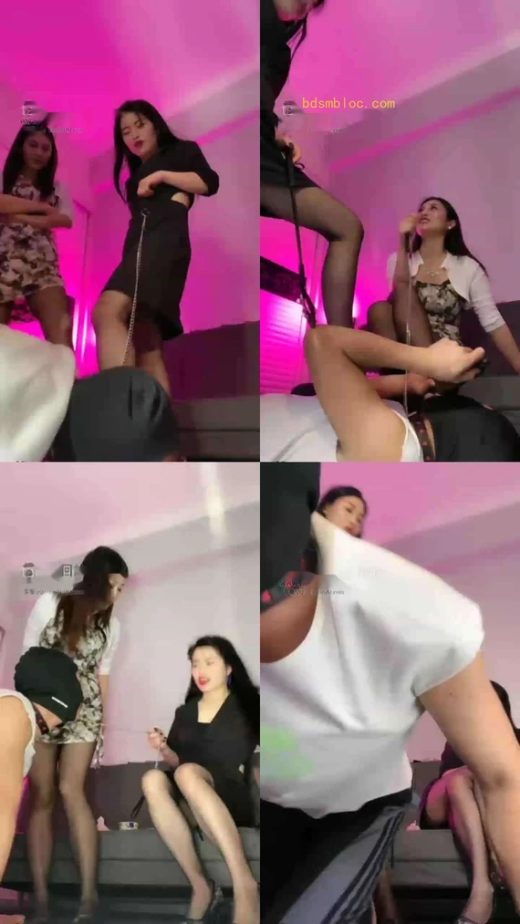 【安妮女王S】两个主玩狗狗，喂食口水舔脚