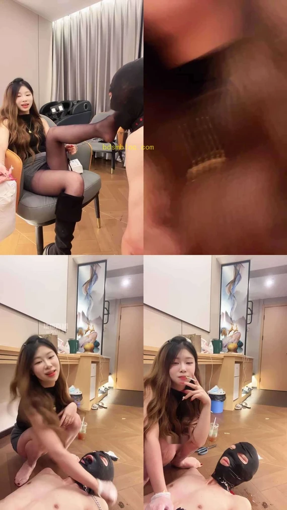 【欣婷Sama】清理靴底吞丝袜