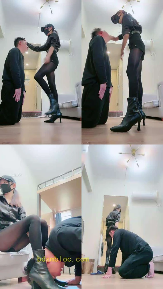 【美娜格格】短靴黑丝模特-狂抽耳光/揪耳朵