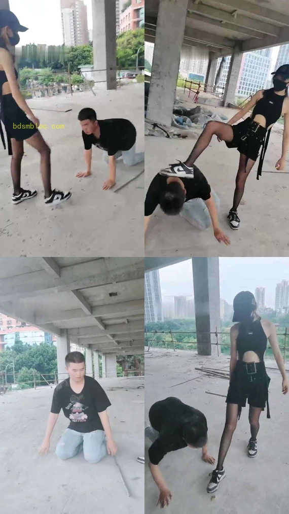 【美娜格格】户外荒地暴揍-重度耳光/踢踹/爬行/鞭打 【双视角】