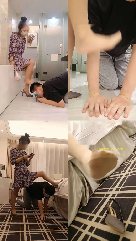 【梵高】美女姗姗-高跟肉丝脚踩狗/踢踹转胯【上】