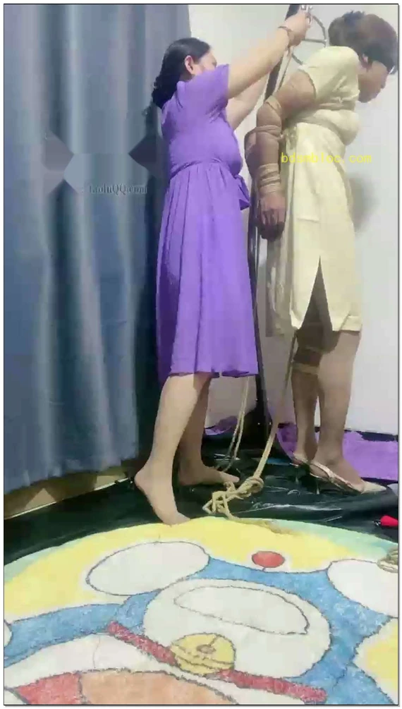 【盈盈】旗袍紧缚，单腿吊缚