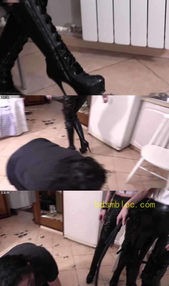 【欧美女王】15cm女女-Alice和Maria女王用母狗狗脸擦鞋底!舔鞋底泥吃卫生棉!
