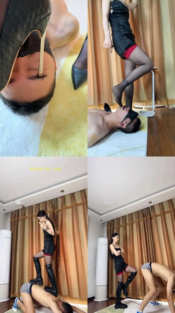 【领主老大】掐脖窒息/连环踢裆/全体重踩踏/黑丝脚深喉