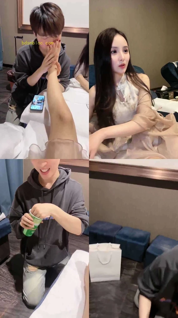【冰冰女神】在足疗店里当着技师面喝圣水