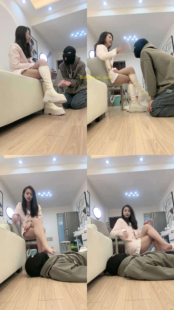 【乔妹】白长靴踢裆/踩踏/舔臭脚丫