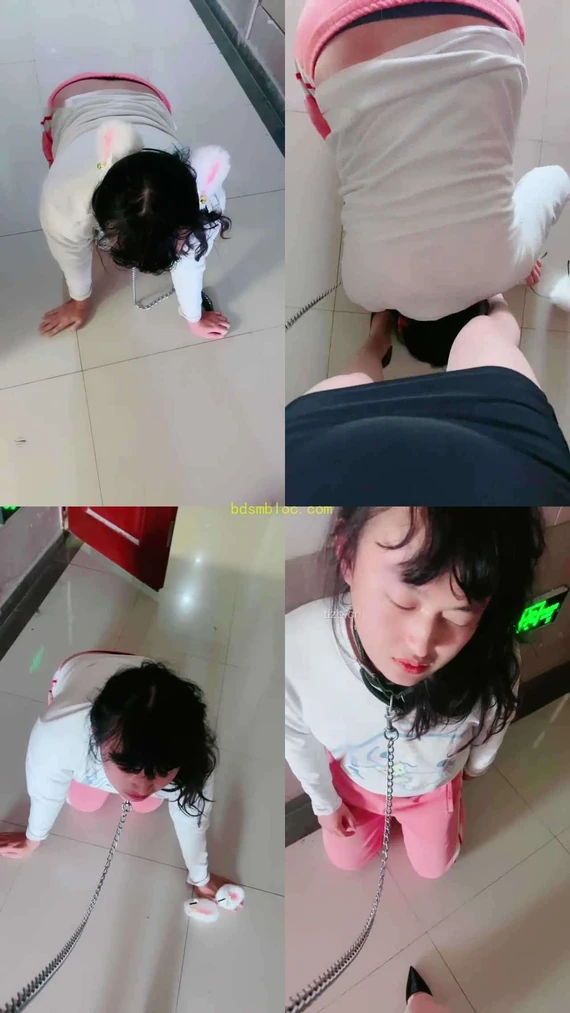 【桃子老师】楼道公开遛狗处刑