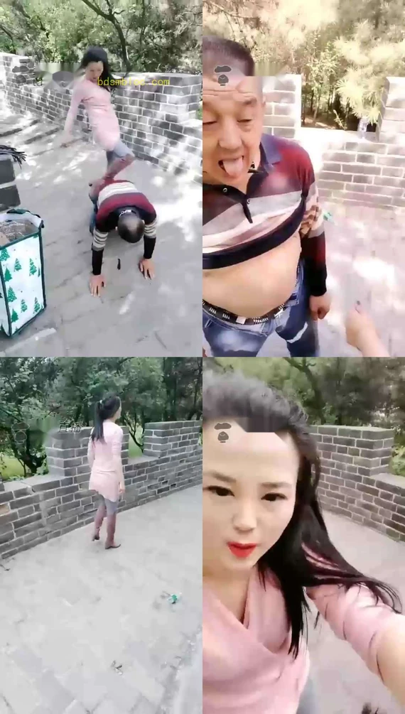 【嘉馨女主】户外调教老狗，辱骂插嘴骑马钻胯