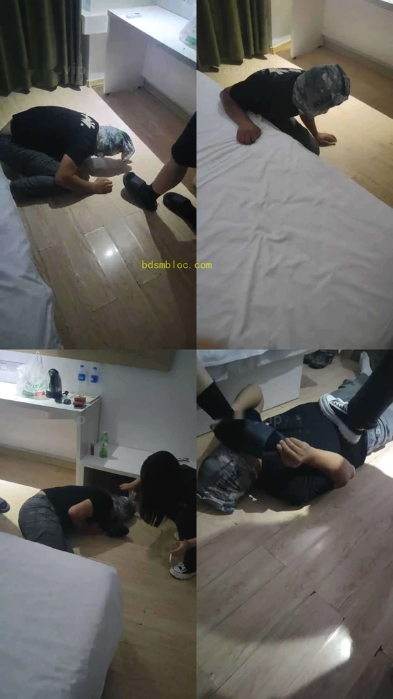 【最抗揍】双素人学生S-运动鞋黑棉袜踢踹闻舔