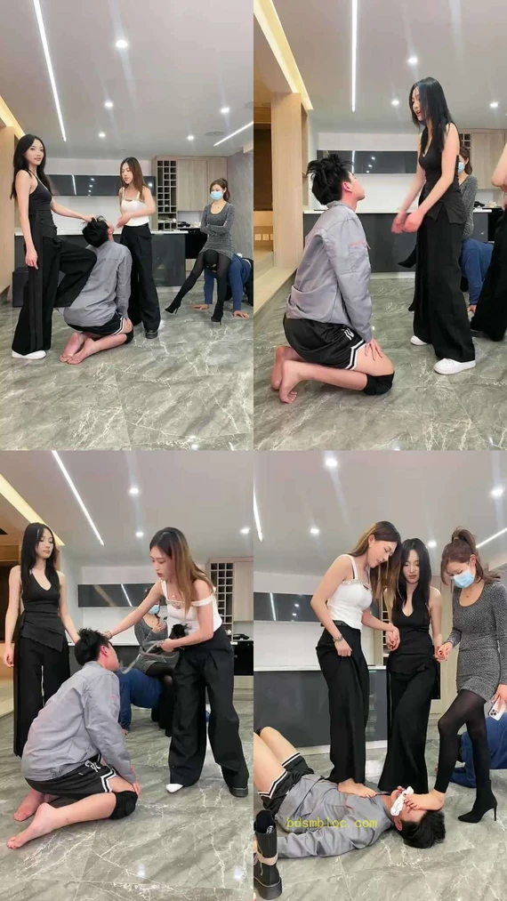 【麋鹿银儿】3女S天花板耳光踢头