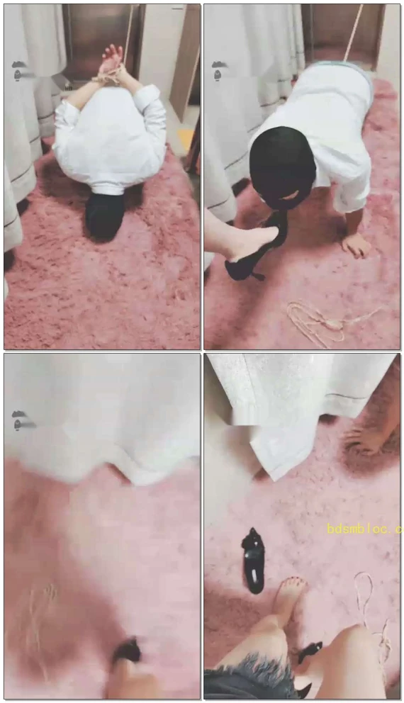 【灵竹】调教房地产业务员，业务员双手和Jb被主人给绑住