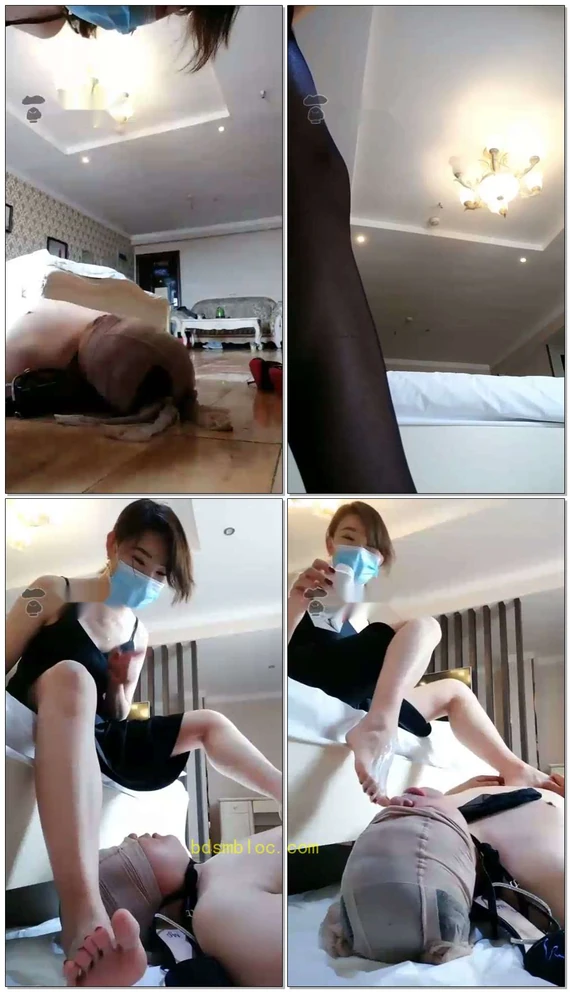 【暖狐S】新人第一次，钻胯踩踏恋足耳光，黑丝喂食裸足洗脚水，内容丰富