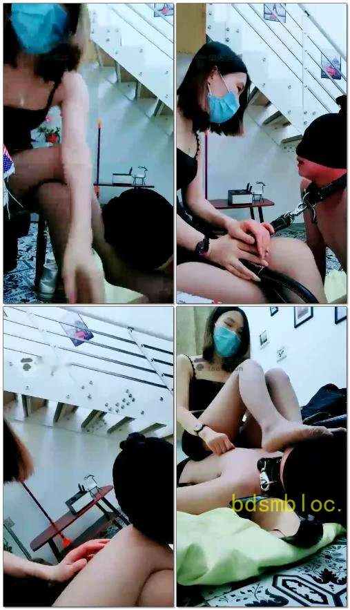 【心竹S】极限重度耳光，跪舔丝足