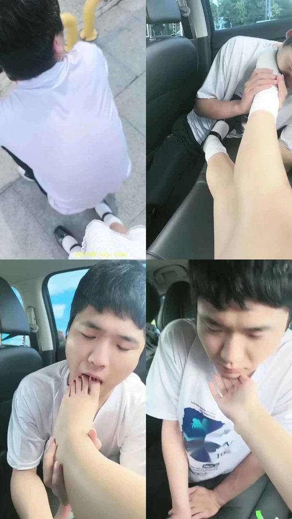【小恩】车内当众玩虐抖M男友
