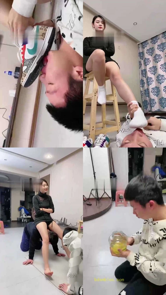 【麋鹿银儿】素人白袜板鞋暴虐双奴
