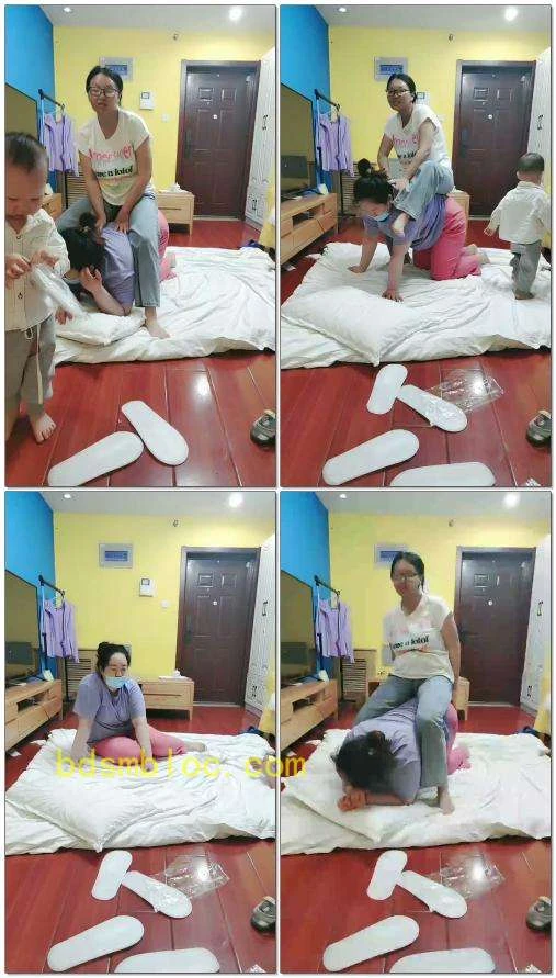 【雯雯可劲吃】素人女女舔脚骑马情侣奴调教（一）
