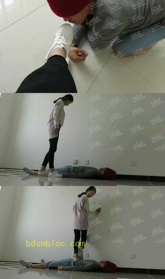 【小黑屋】瑶主白色球鞋羞辱贱狗，踩踏贱狗！