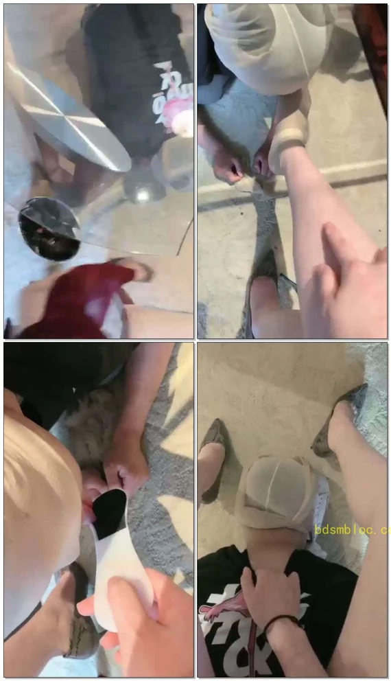 【安女主】酒店调奴，搓脚板吃脚皮超羞辱，跪舔肉丝高跟