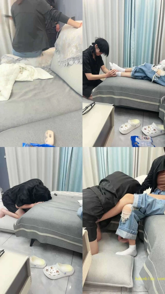 【尤黎】反绑强制电击/闻舔原味白袜裸足