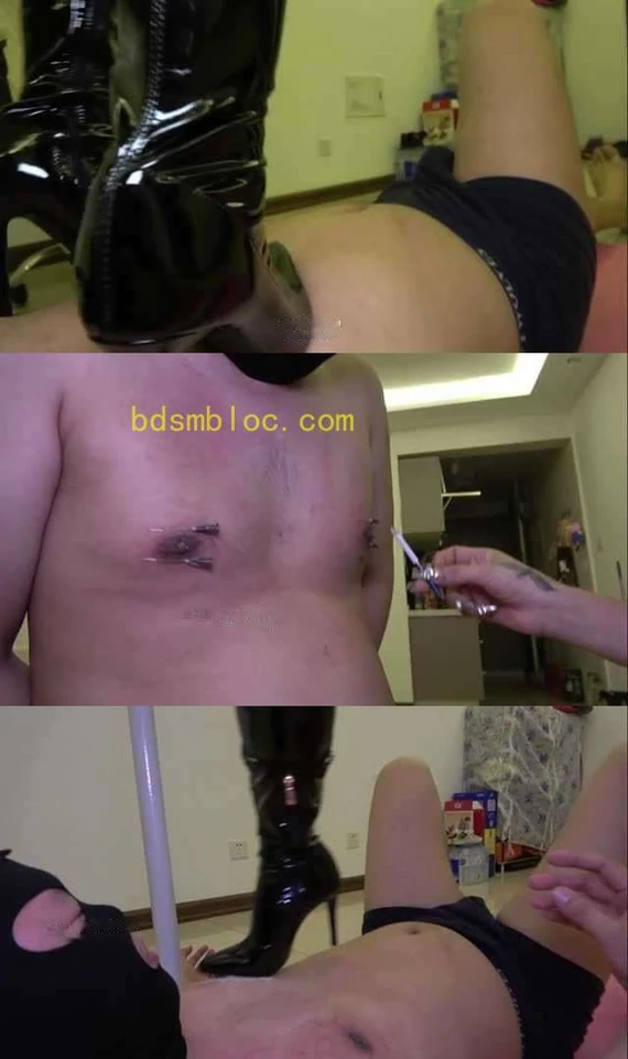 【冷柔】长靴暴踩乳头 重度虐乳