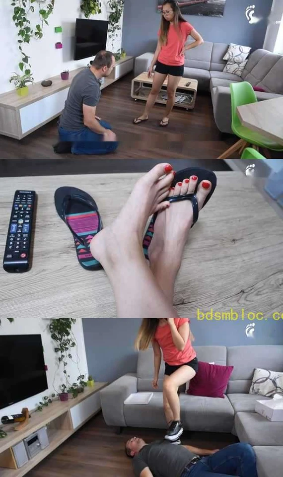 【欧美女王】CS剧情-越南女孩的白种家奴！进门吻脚舔鞋底请安！给女主子当脚垫