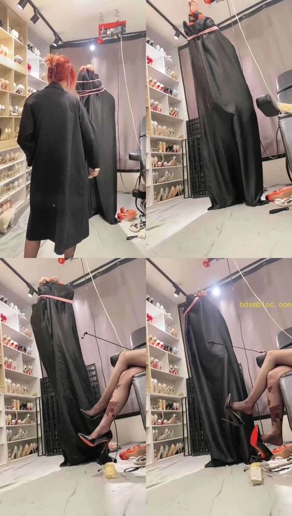 【冰诺】黑麻袋装狗吊绑重度鞭打