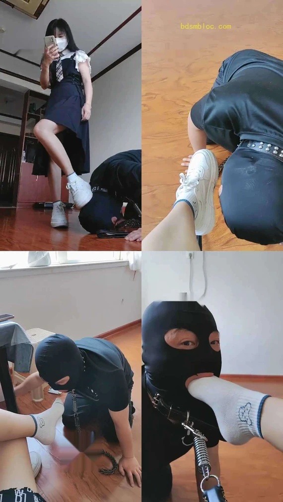 【悦主大大】惩罚猥琐狗-舔闻小白鞋白袜/狗链遛狗/圣水嘴洗袜子