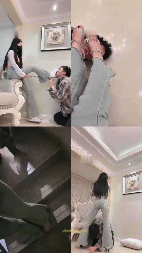 【桃幼幼】狂舔休闲板鞋 踢踹虐打 近距离舔脚