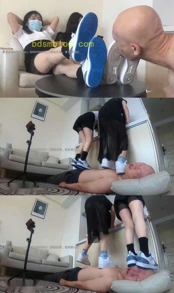 【素人】开发足浴店姐姐 双人耐克板鞋踩踏 羞辱