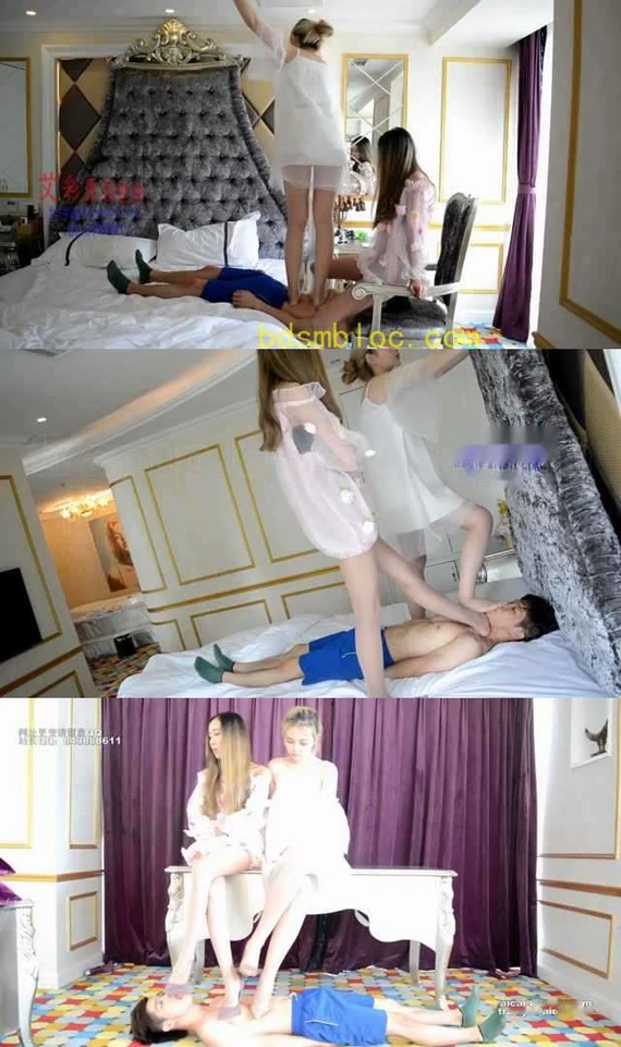 【萱萱】【欣欣】【奴隶岛】萱萱、欣欣双主性感露肩装折磨小奴玩乐
