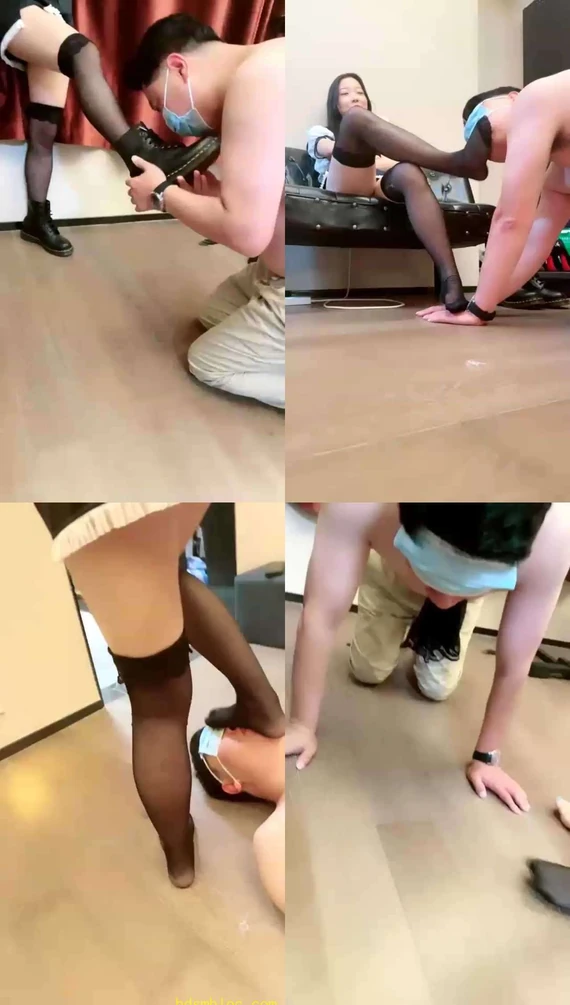 【圆子S】调教舔脚，黑丝深喉，圣水