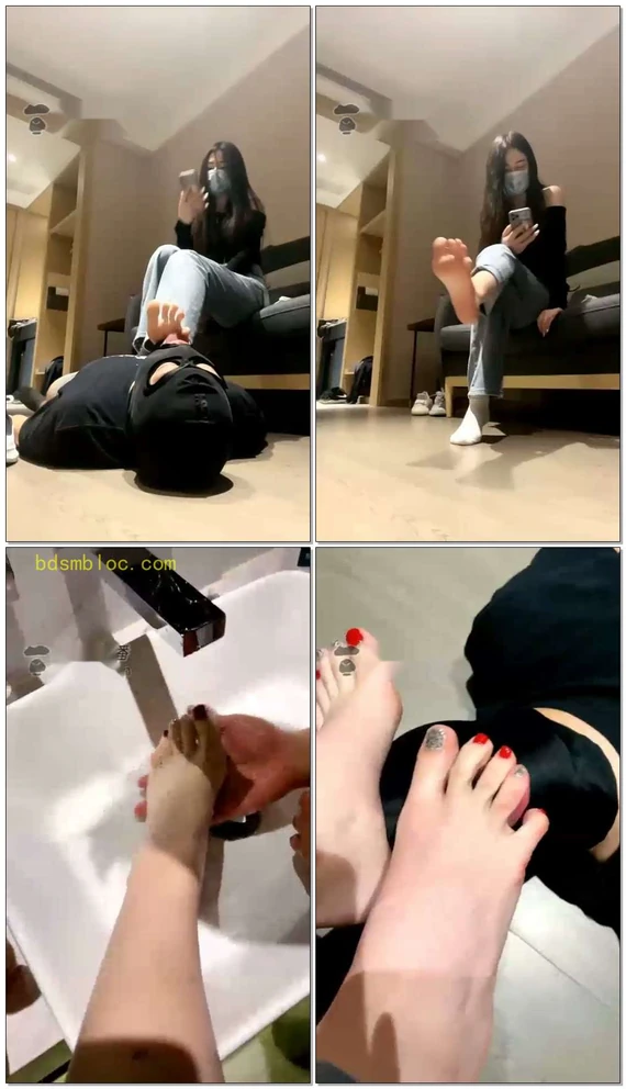 【仙女殿下】无尽踩踏+深喉插吐，狗子被插吐三次外加舔脚高跟踩踏