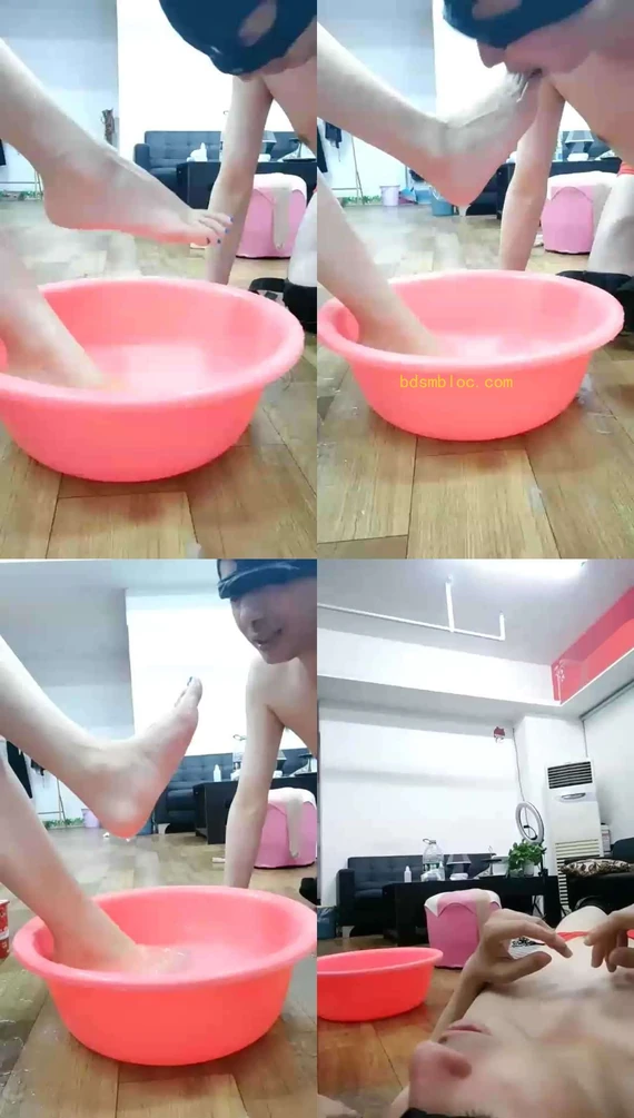 【咩祖】贱东西用舌头给主人洗脚，喝洗脚水