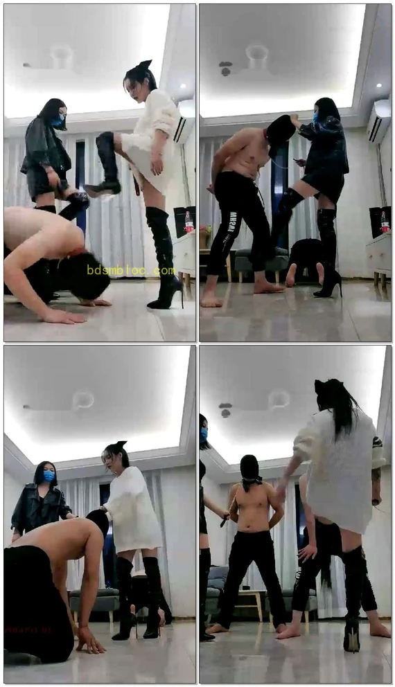 【沐夏S&amp;曳摇S】美女双s踢裆两个贱狗