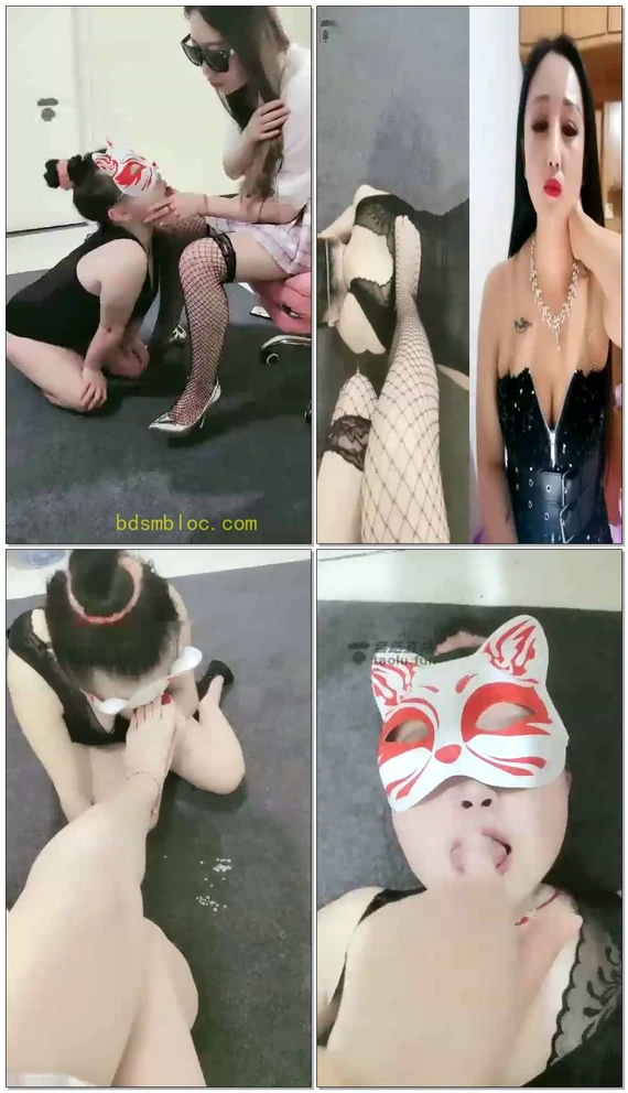 【梦幻Abby】网袜银高羞辱女奴，sp，耳光，踩踏喂食