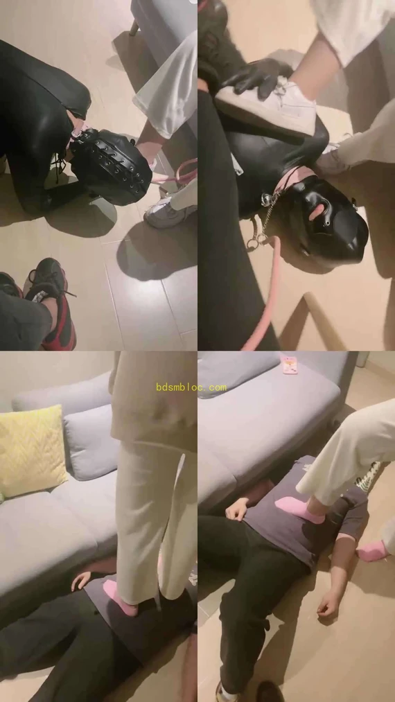 【小软】素人妹妹粉色棉袜辱狗